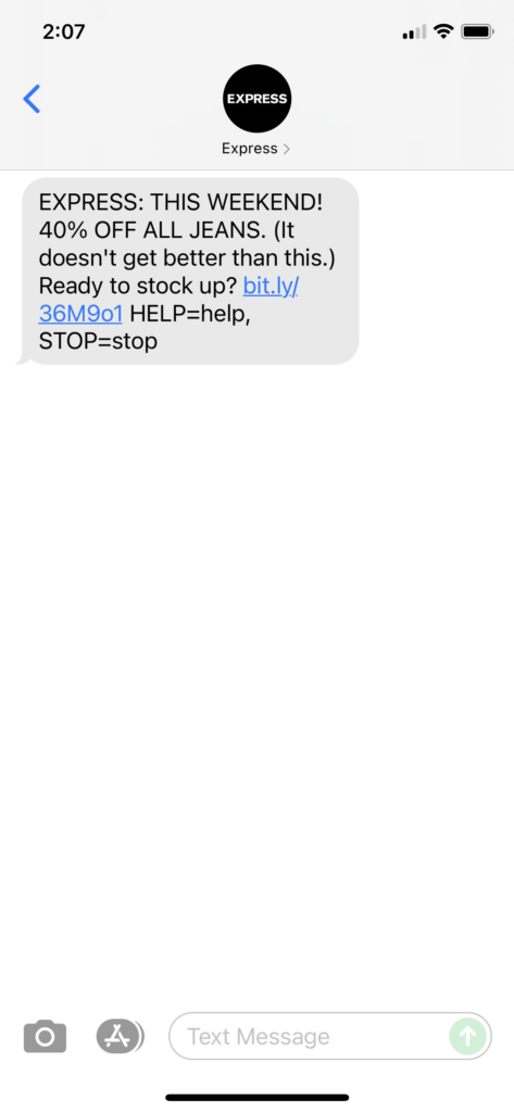Express Text Message Marketing Example - 08.07.2021