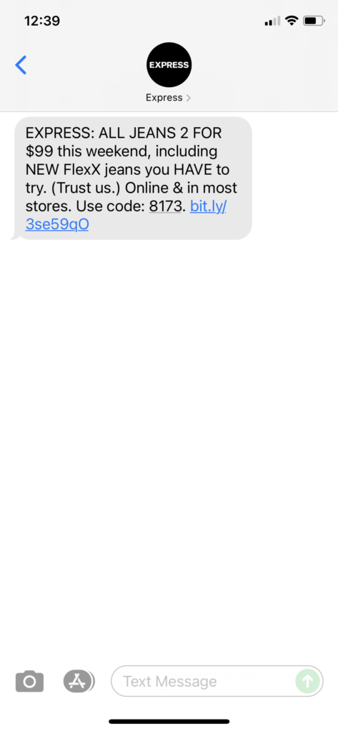 Express Text Message Marketing Example - 08.14.2021