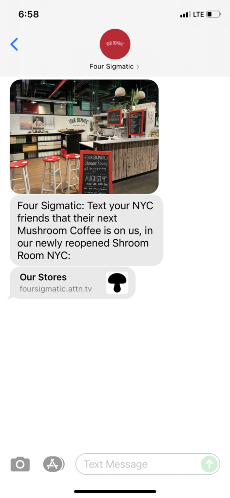 Four Sigmatic Text Message Marketing Example - 08.04.2021