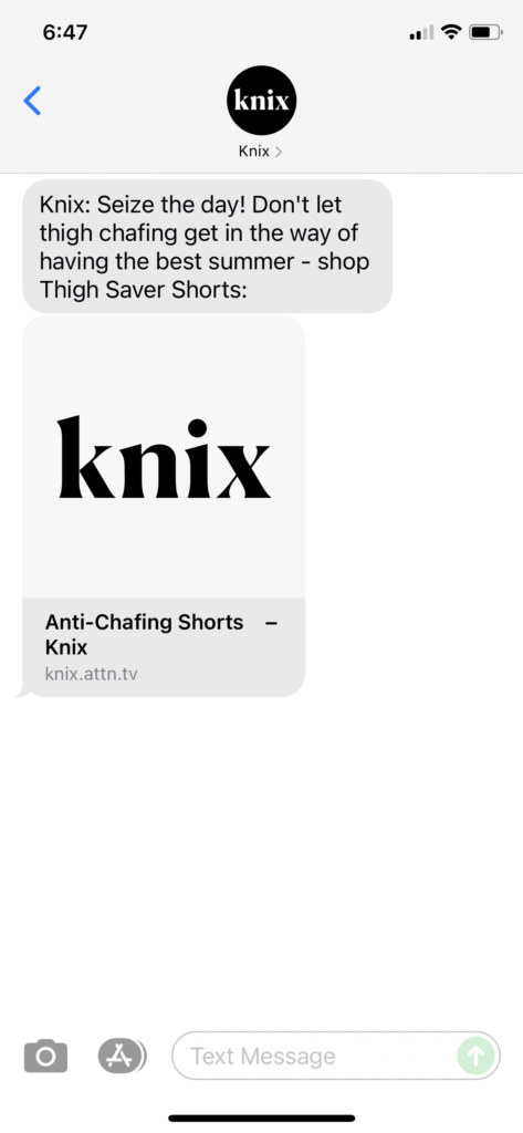 Knix Text Message Marketing Example - 07.31.2021