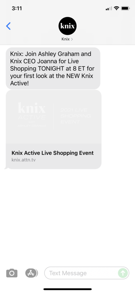 Knix Text Message Marketing Example - 08.05.2021