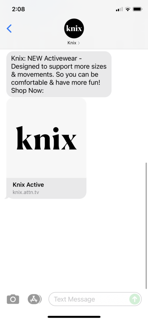 Knix Text Message Marketing Example - 08.07.2021