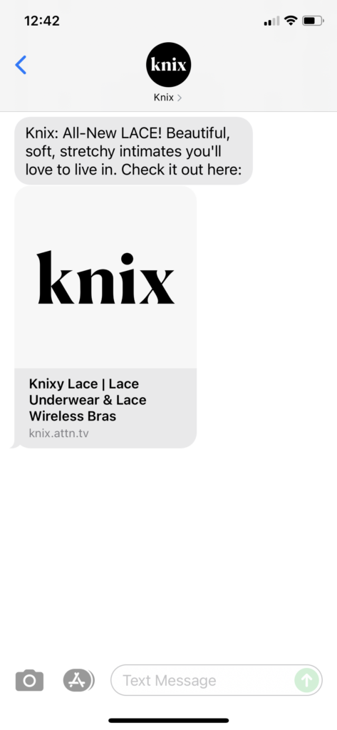 Knix Text Message Marketing Example - 08.14.2021
