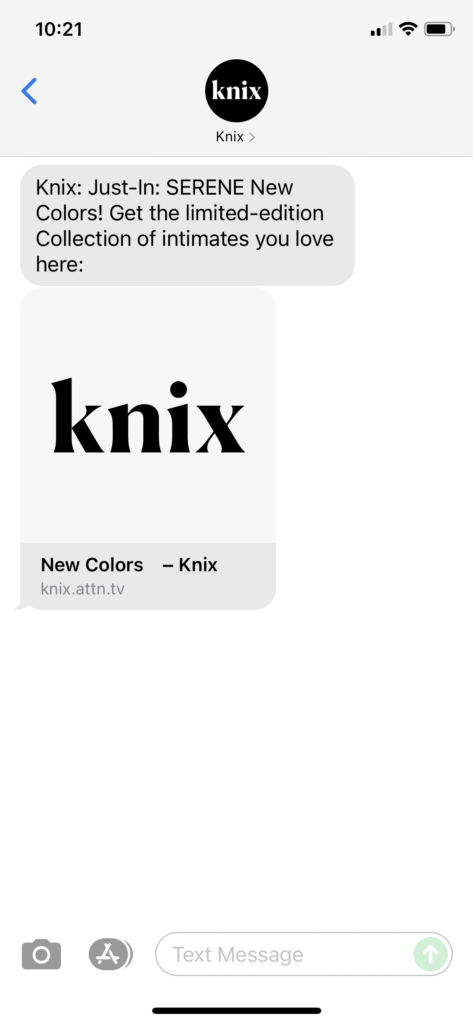 Knix Text Message Marketing Example - 08.20.2021
