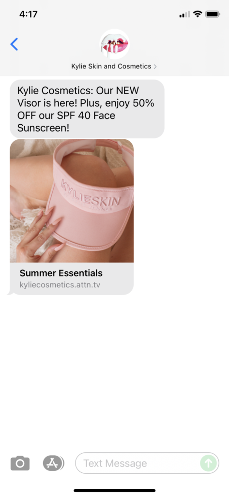Kylie Skin and Cosmetics Text Message Marketing Example - 08.05.2021