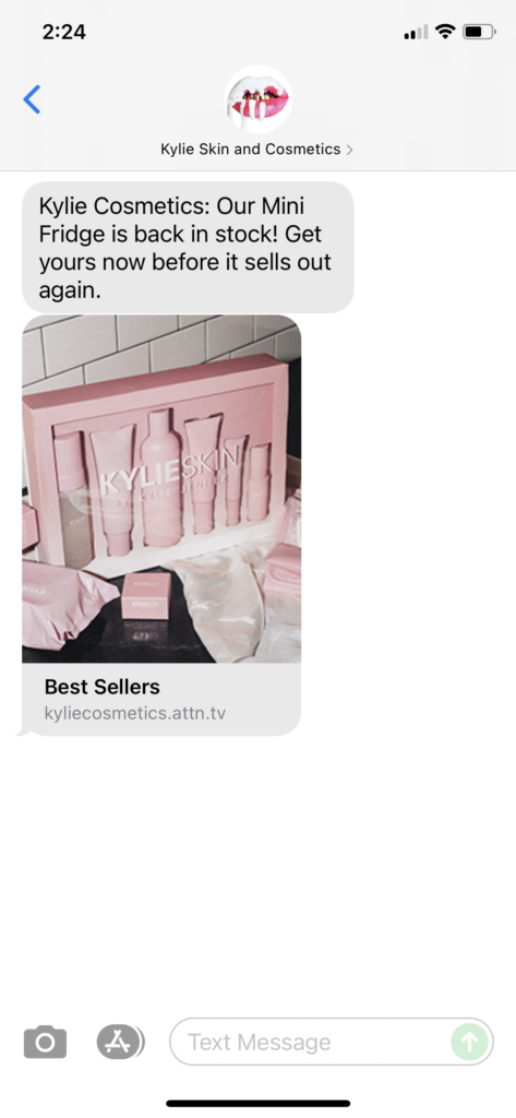 Kylie Skin and Cosmetics Text Message Marketing Example - 08.17.2021