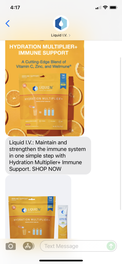 Liquid IV Text Message Marketing Example - 08.05.2021