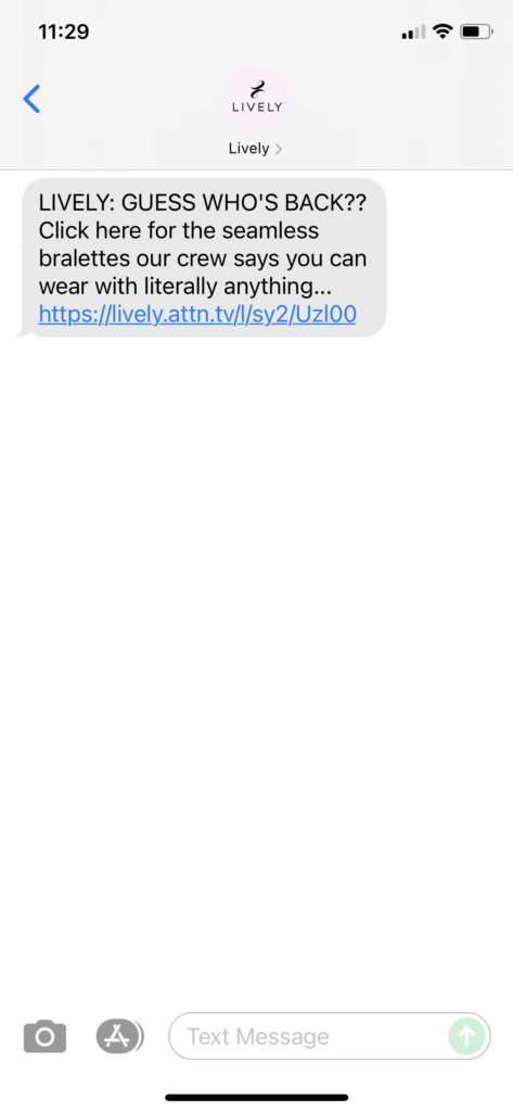 Lively Text Message Marketing Example - 08.20.2021