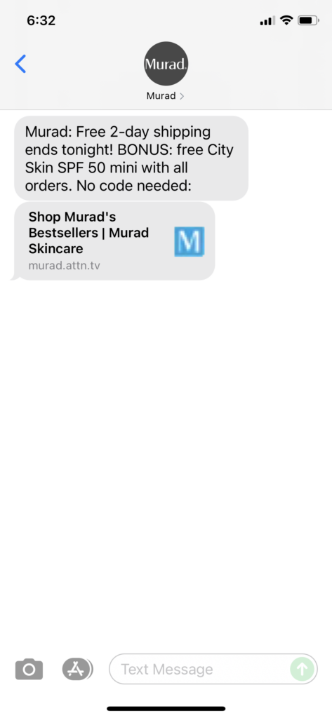 Murad Text Message Marketing Example - 08.01.2021