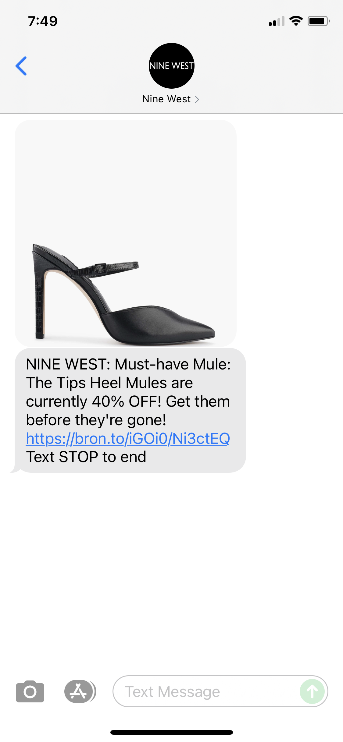 Nine West Text Message Marketing Example 08.15.2021 SMS Archives