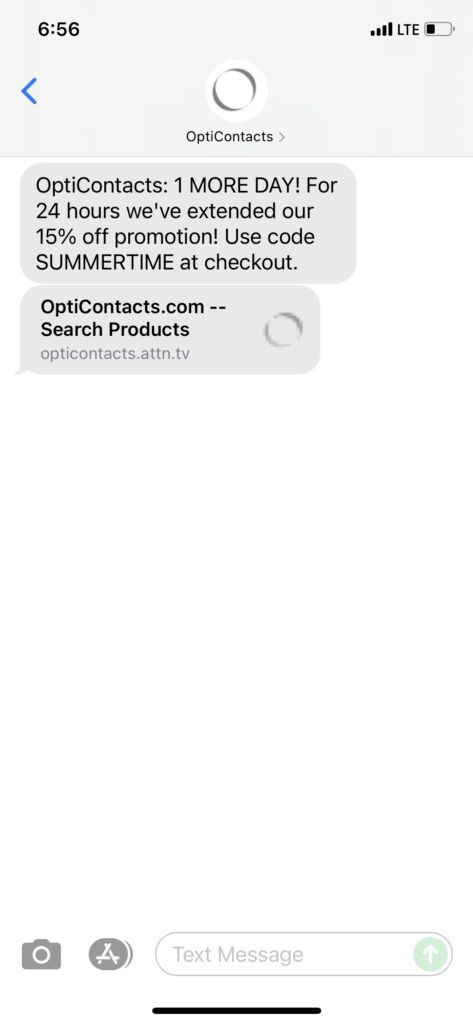OptiContacts Text Message Marketing Example - 08.04.2021
