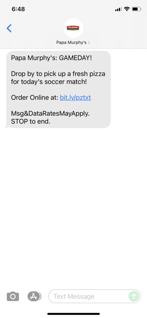 Papa Murphy's Text Message Marketing Example - 07.31.2021