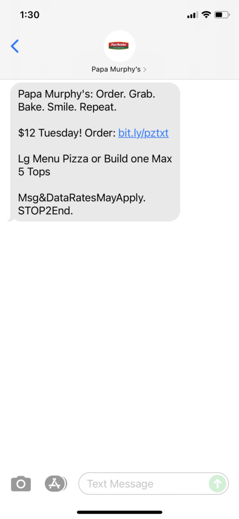 Papa Murphy's Text Message Marketing Example - 08.24.2021