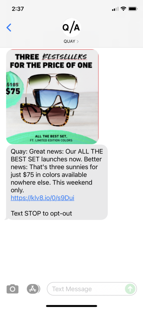 Quay Text Message Marketing Example - 08.06.2021