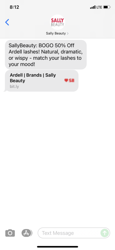 Sally Beauty Text Message Marketing Example - 08.25.2021