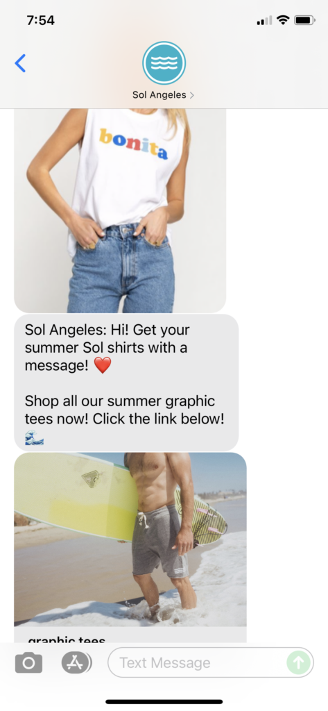 Sol Angeles Text Message Marketing Example - 08.15.2021