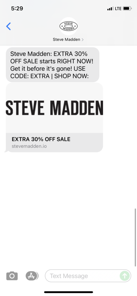 Steve Madden Text Message Marketing Example - 08.02.2021