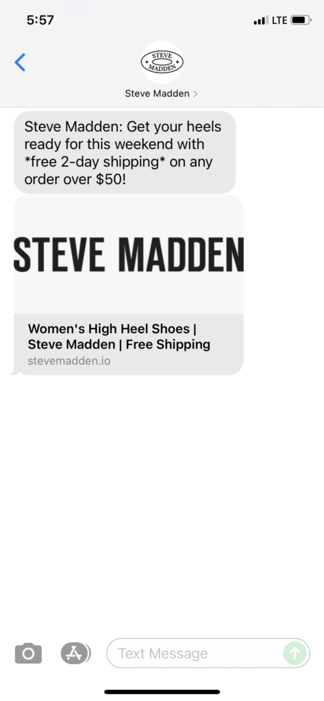 Steve Madden Text Message Marketing Example - 08.02.2021