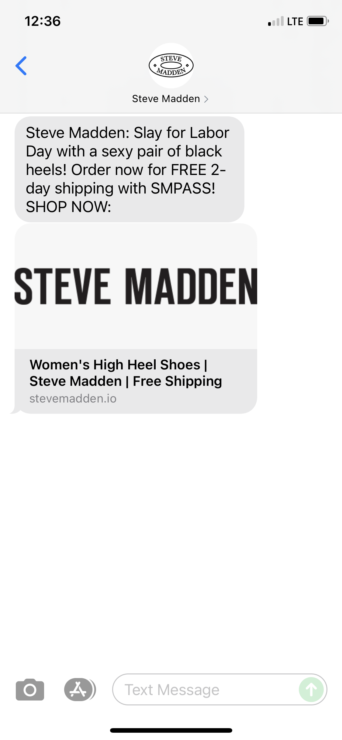 Steve Madden Text Message Marketing Example – 08.29.2021 | Sms Archives