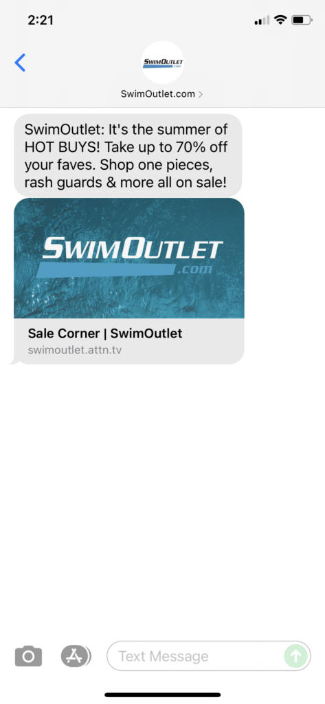 SwimOutlet.com Text Message Marketing Example - 08.17.2021
