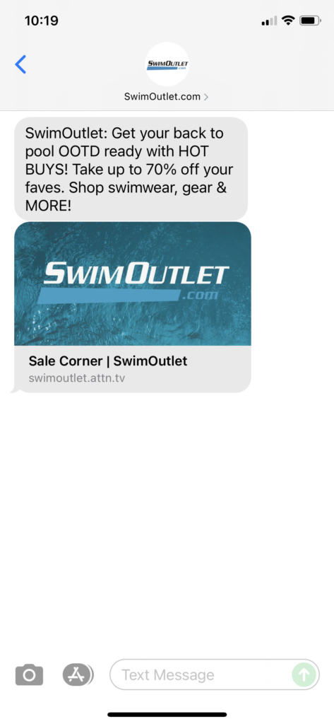 SwimOutlet.com Text Message Marketing Example - 08.21.2021
