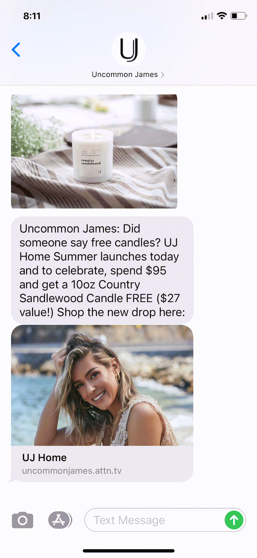 Uncommon-James-Text-Message-Marketing-Example-06.03.2021