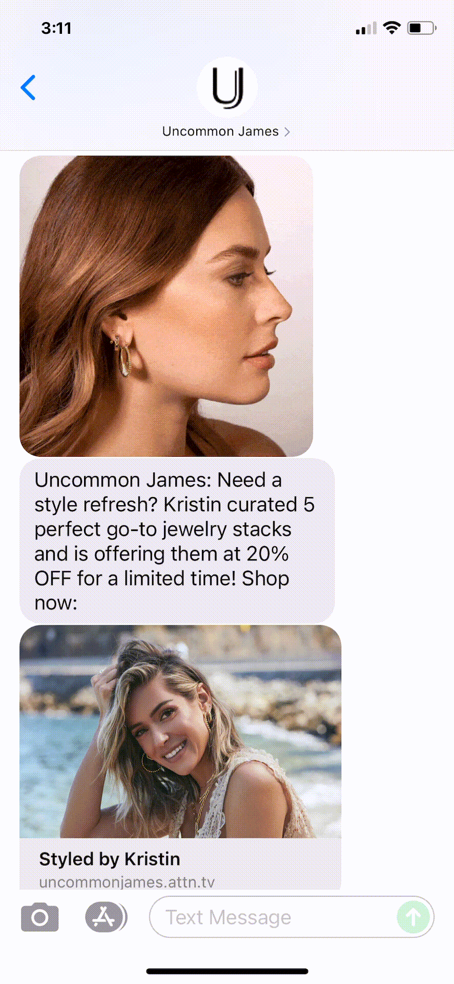 Uncommon-James-Text-Message-Marketing-Example-06.20.2021