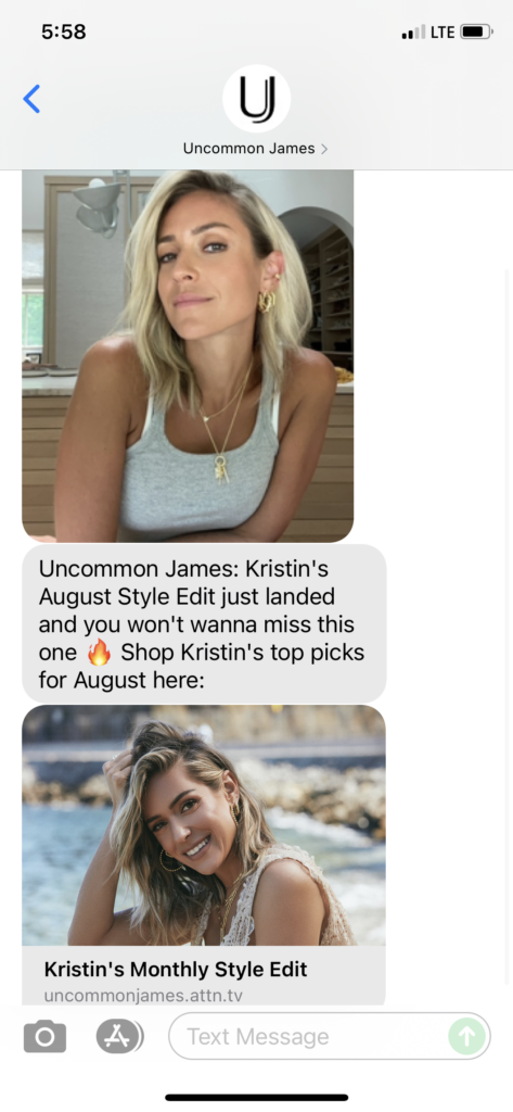 Uncommon James Text Message Marketing Example - 08.02.2021