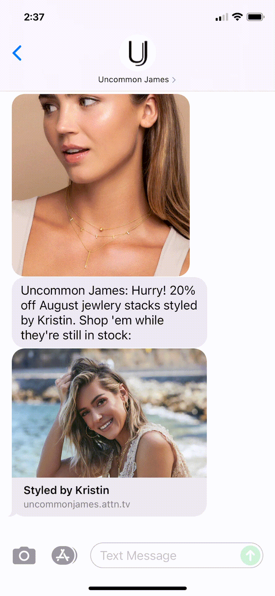 Uncommon-James-Text-Message-Marketing-Example-08.06.2021