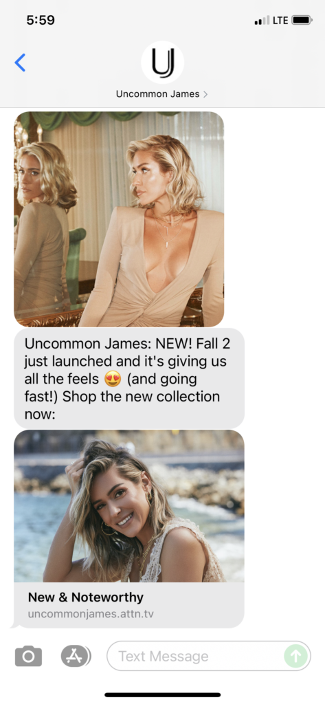 Uncommon James Text Message Marketing Example - 08.19.2021