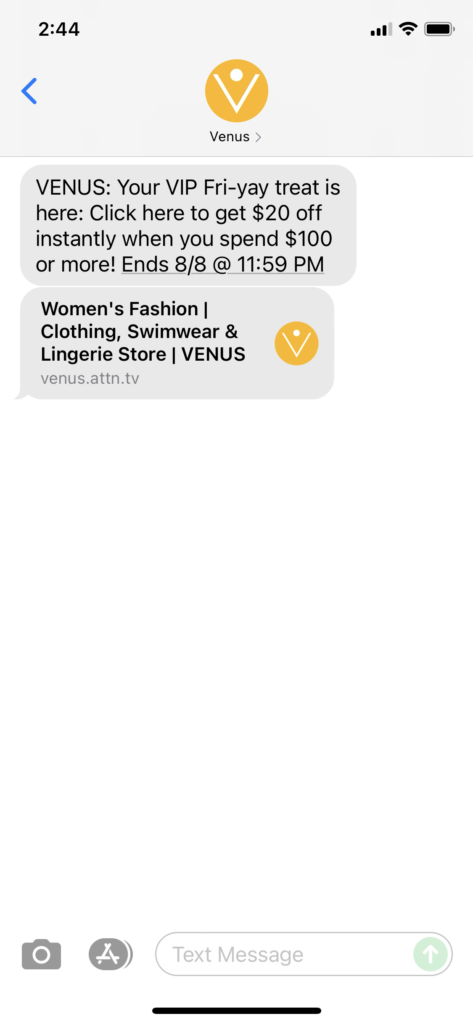 Venus Text Message Marketing Example - 08.06.2021