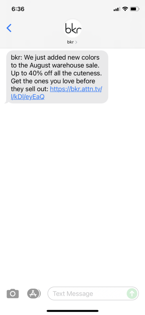 bkr Text Message Marketing Example - 08.01.2021