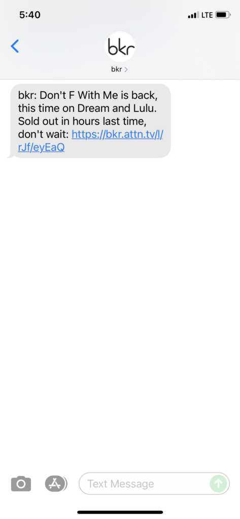 bkr Text Message Marketing Example - 08.02.2021