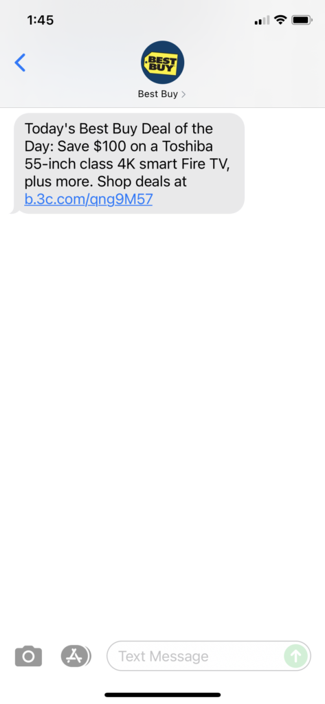 Best Buy 1 Text Message Marketing Example - 09.02.2021