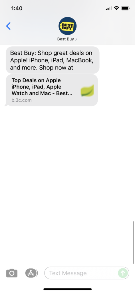 Best Buy Text Message Marketing Example - 09.02.2021