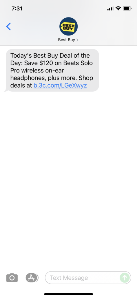 Best Buy Text Message Marketing Example - 09.19.2021