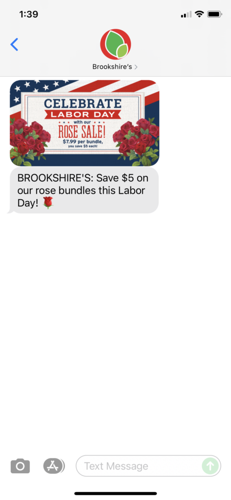 Brookshire's Text Message Marketing Example - 09.02.2021