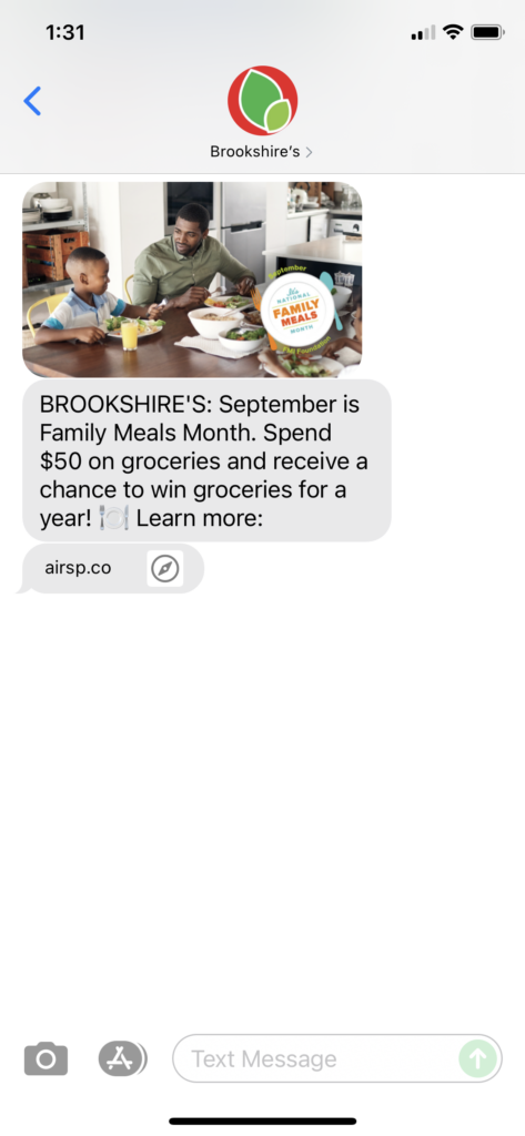 Brookshire's Text Message Marketing Example - 09.03.2021