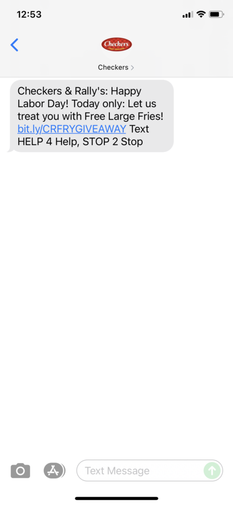 Checkers Text Message Marketing Example - 09.06.2021