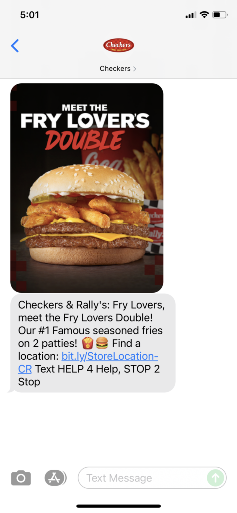 Checkers Text Message Marketing Example - 09.23.2021