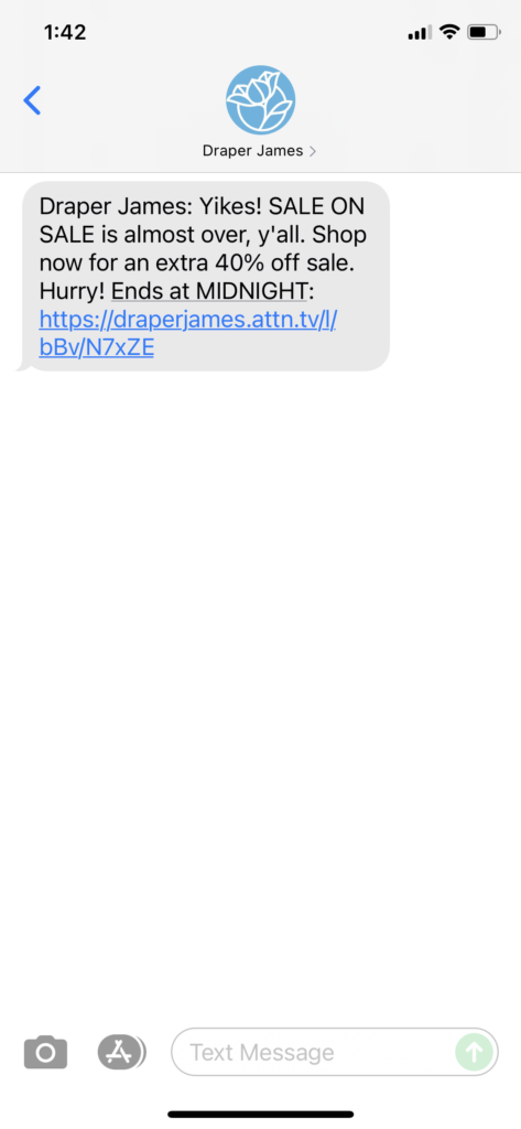 Draper James Text Message Marketing Example - 09.06.2021