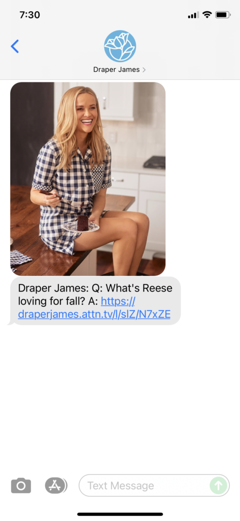 Draper James Text Message Marketing Example - 09.13.2021