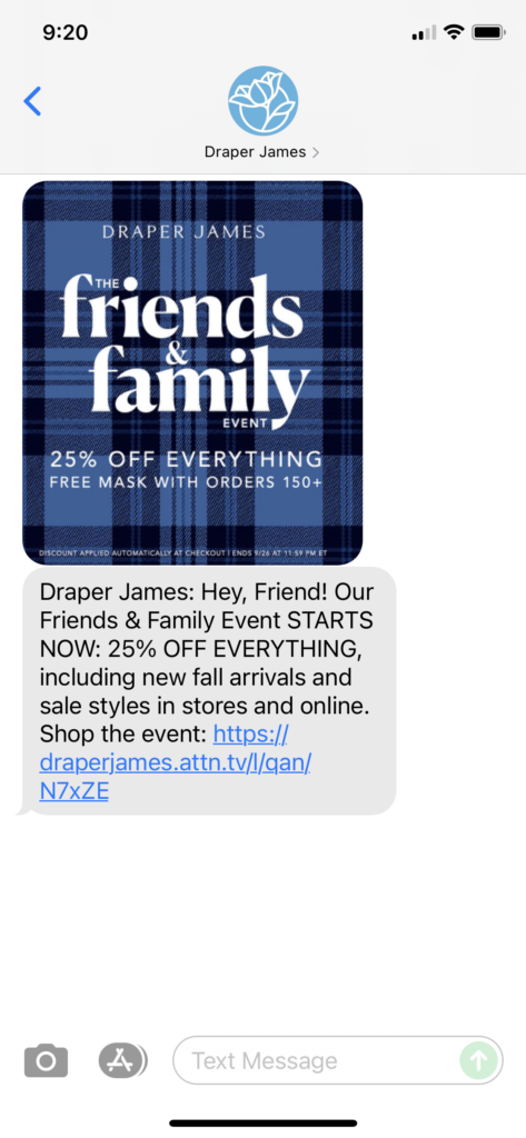 Draper James Text Message Marketing Example - 09.24.2021