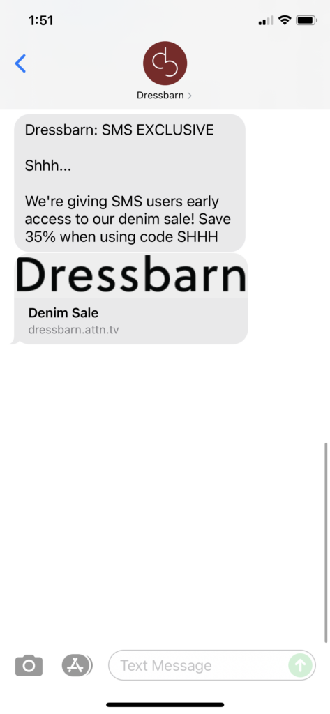Dressbarn Text Message Marketing Example - 08.31.2021