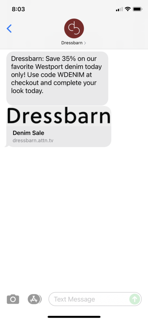 Dressbarn Text Message Marketing Example - 09.09.2021