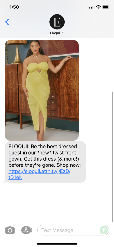 Eloquii Text Message Marketing Example - 08.31.2021