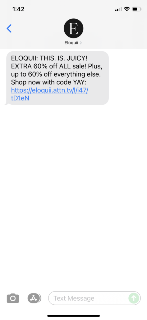 Eloquii Text Message Marketing Example - 09.06.2021