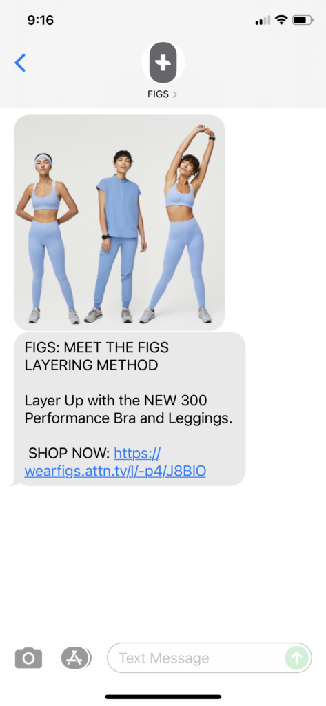 FIGS Text Message Marketing Example - 09.14.2021