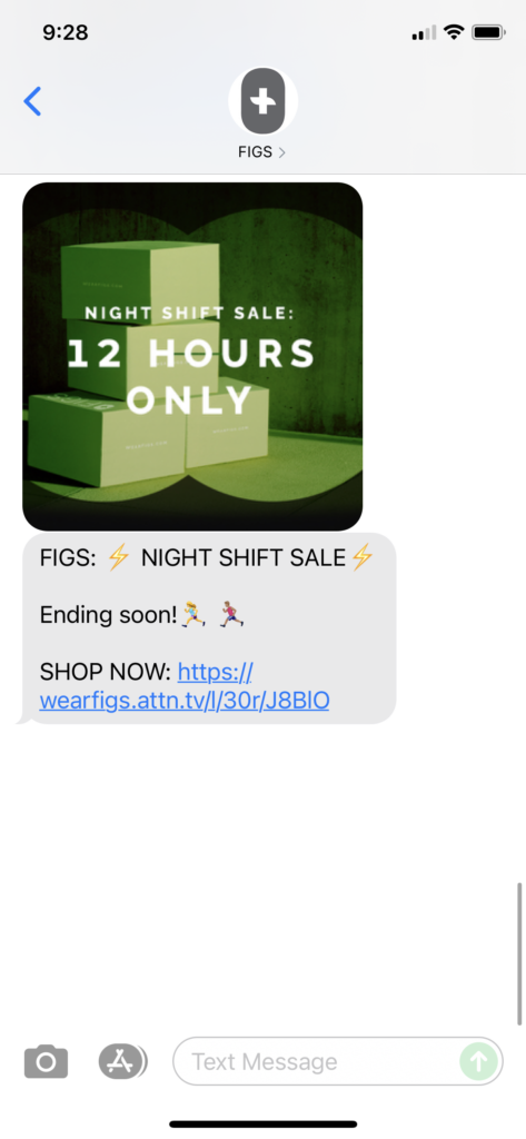 FIGS Text Message Marketing Example - 09.24.2021