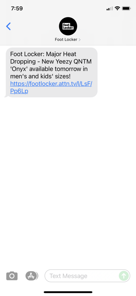Foot Locker Text Message Marketing Example - 09.09.2021